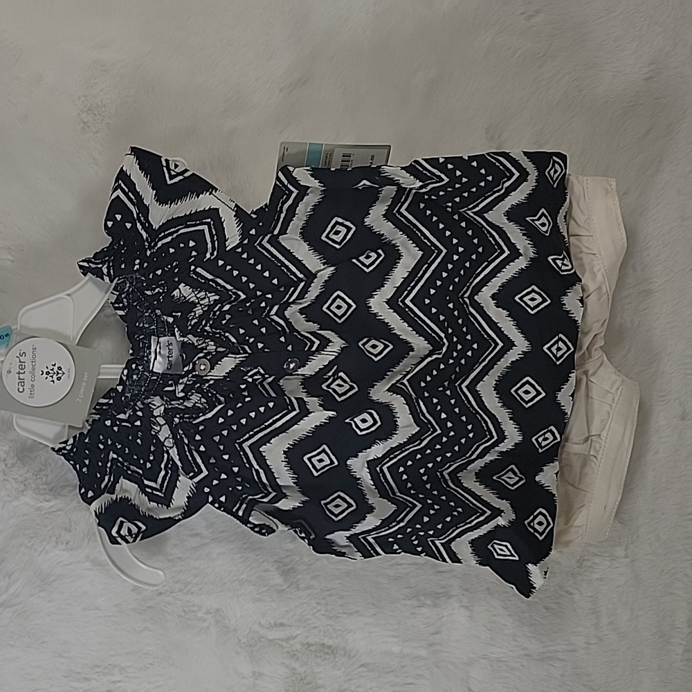 Carter's Black and White Dressy Shirt with White Shorts
